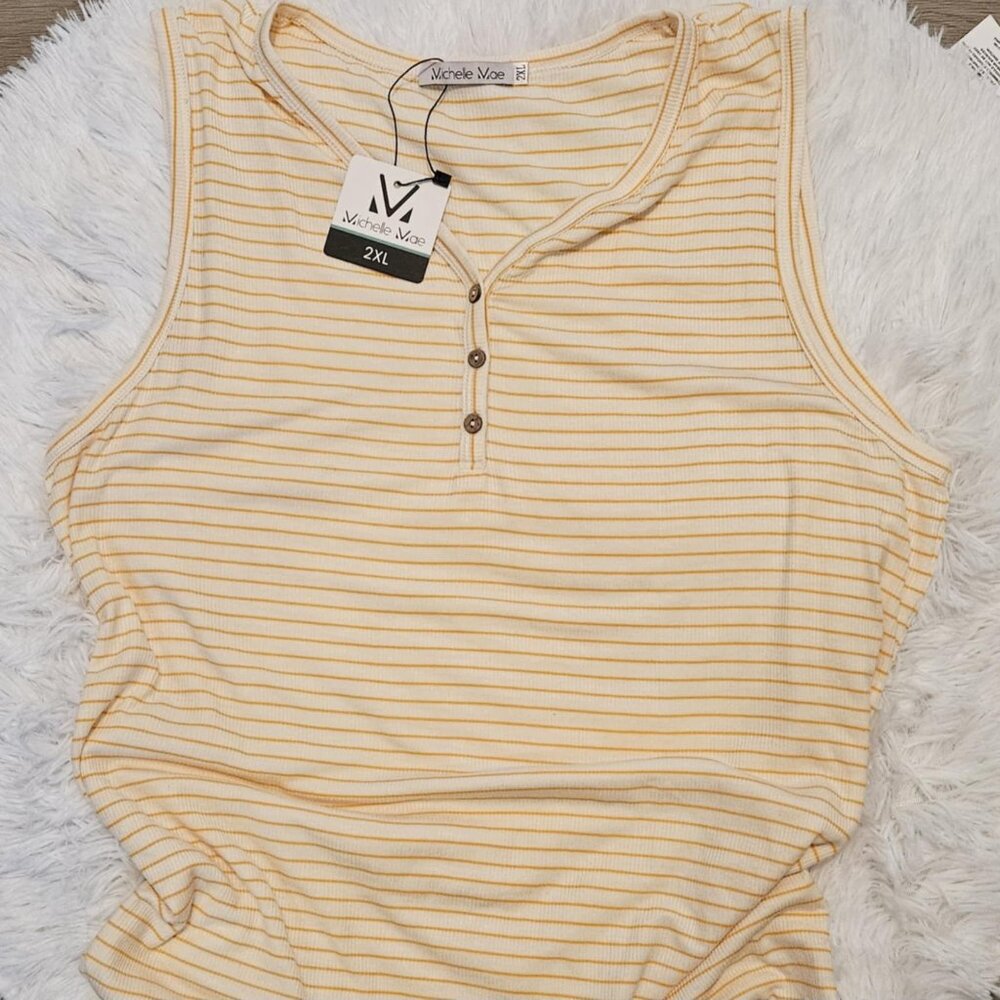 Michelle Mae Tank Tops, NEW with Tags, Stipes, Yellow, Green, Grey